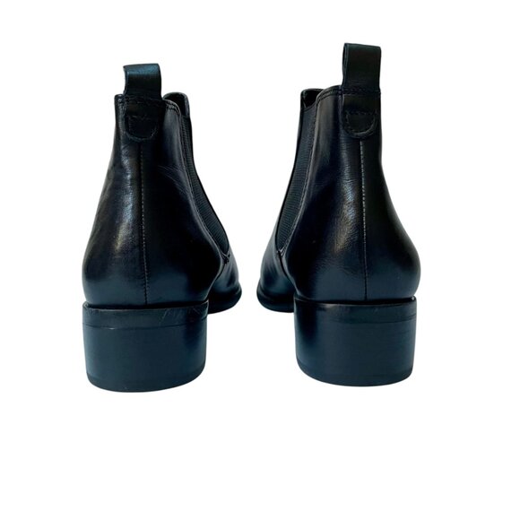 NWOT Franco Sarto Cambridge Black Leather Chelsea Boot Womens 7.5M Stacked Heel - Picture 8 of 8